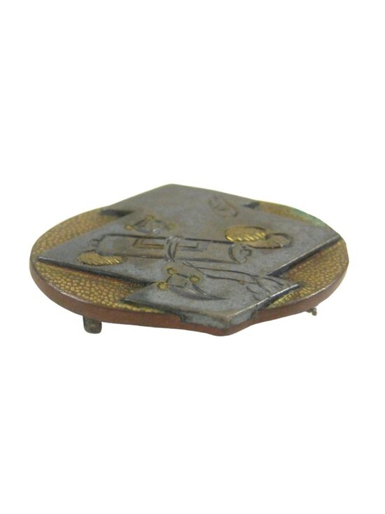 Obidome Belt Buckle for Japanese Kimono .9 in Metal Scholar Scroll main image 7